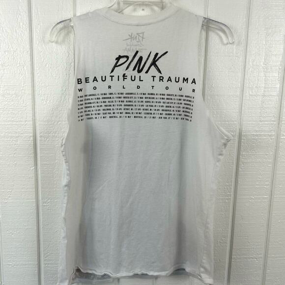 Pink Women’s Beautiful Trauma World Tour 2019 Graphic Tank Top White Size XL - Picture 3 of 5